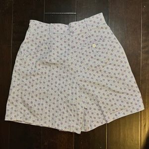 Women’s VTG Paperbag Shorts Purple Rose Flower Pacer Cotton Size 10 30" Waist